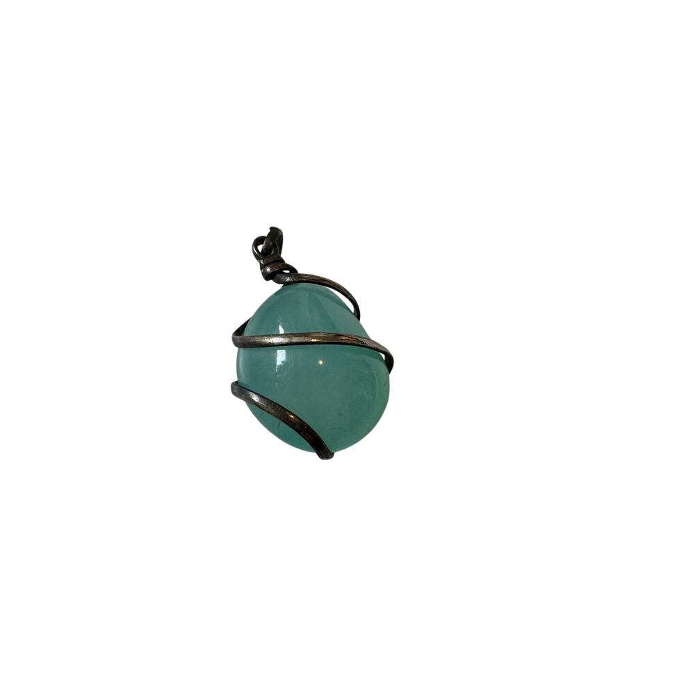 Sterling Wrapped Blue stone Pendant